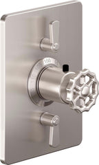 California Faucets Descanso Works StyleTherm con Control de Volumen Doble - Placa Rectangular - Níquel Satinado