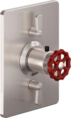 California Faucets Descanso Works StyleTherm con Control de Volumen Doble - Placa Rectangular - Níquel Satinado