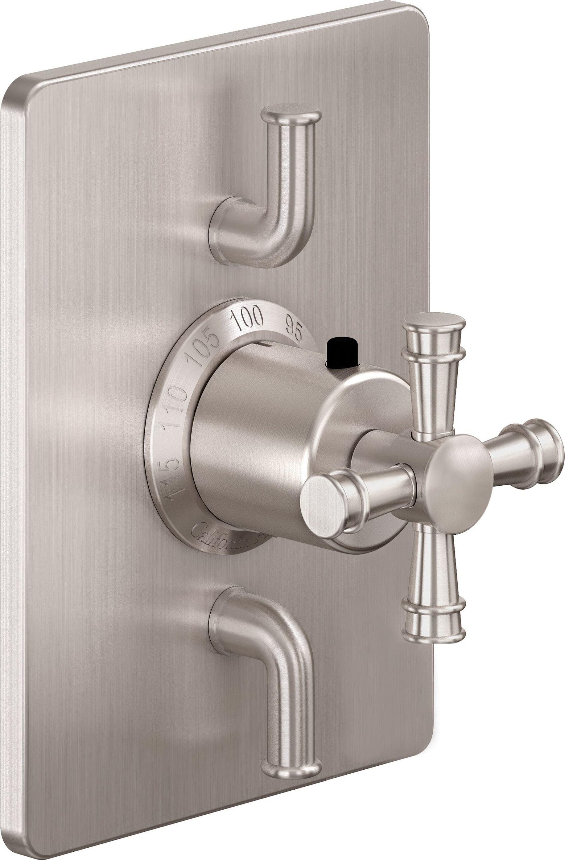 California Faucets Trousdale StyleTherm con Control de Volumen Doble - Placa Rectangular - Níquel Satinado