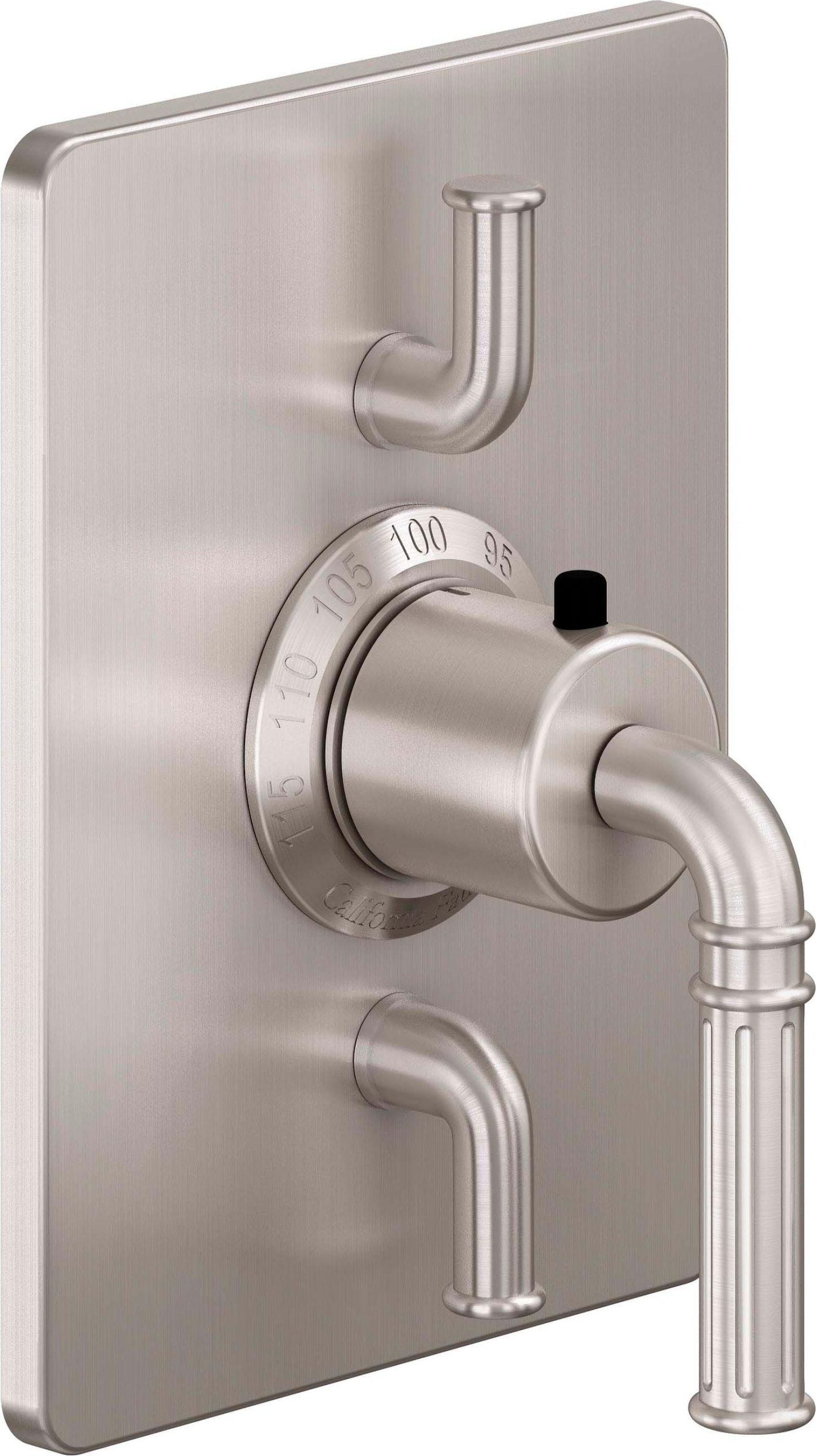 California Faucets Trousdale StyleTherm con Control de Volumen Doble - Placa Rectangular - Níquel Satinado