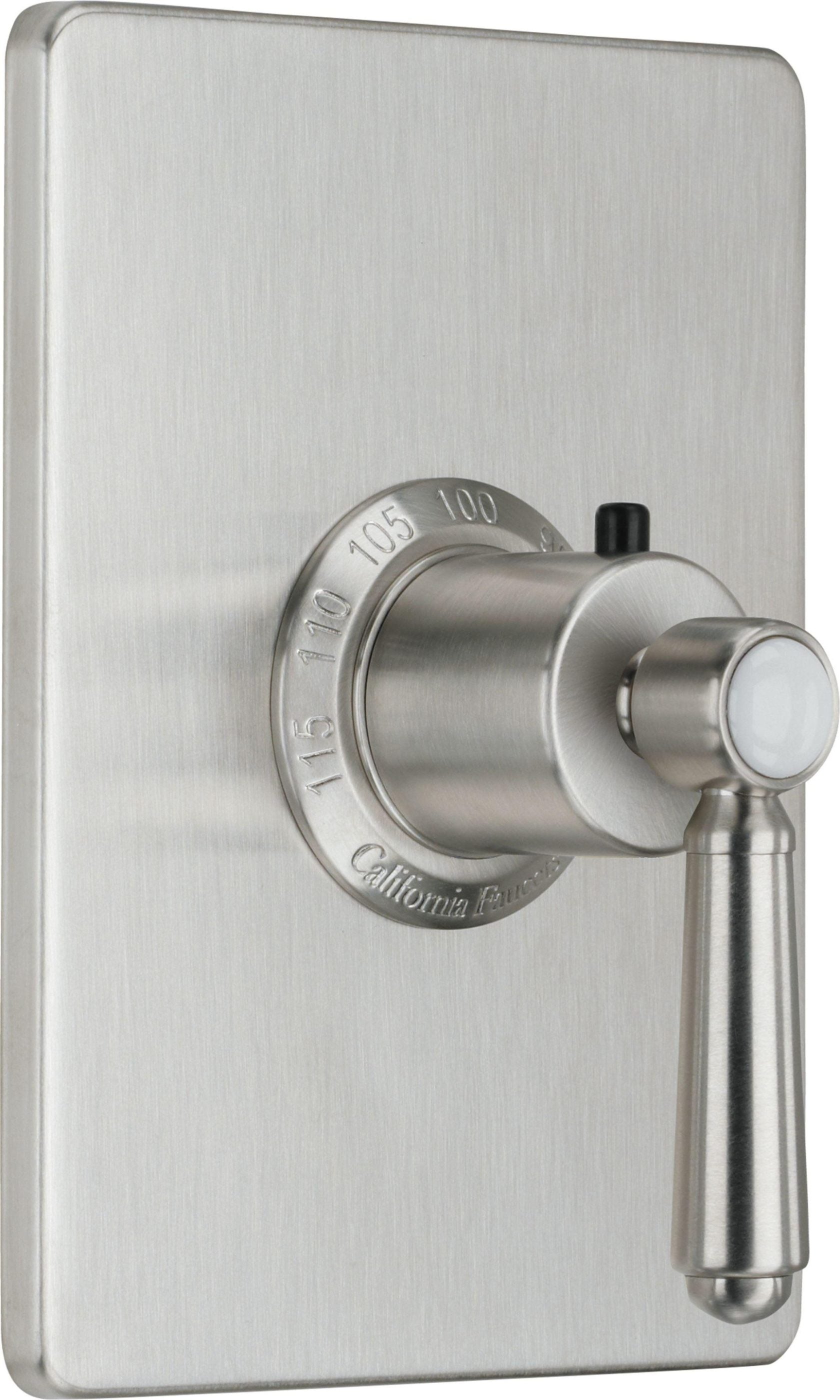 California Faucets Montecito StyleTherm Termostático de 3/4" - Placa Rectangular - Níquel Satinado