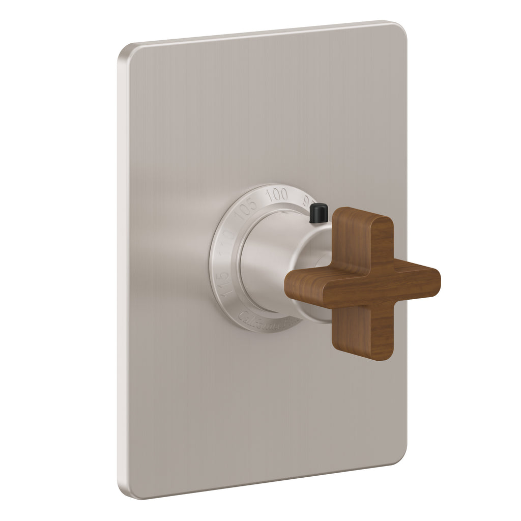 California Faucets San Elijo StyleTherm Termostático de 3/4" - Placa Rectangular - Base Cuadrada - Níquel Satinado