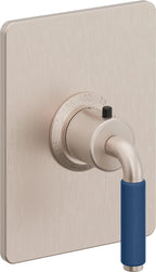 California Faucets Cayucos StyleTherm Termostático de 3/4" - Palanca de Porcelana Azul - Níquel Satinado