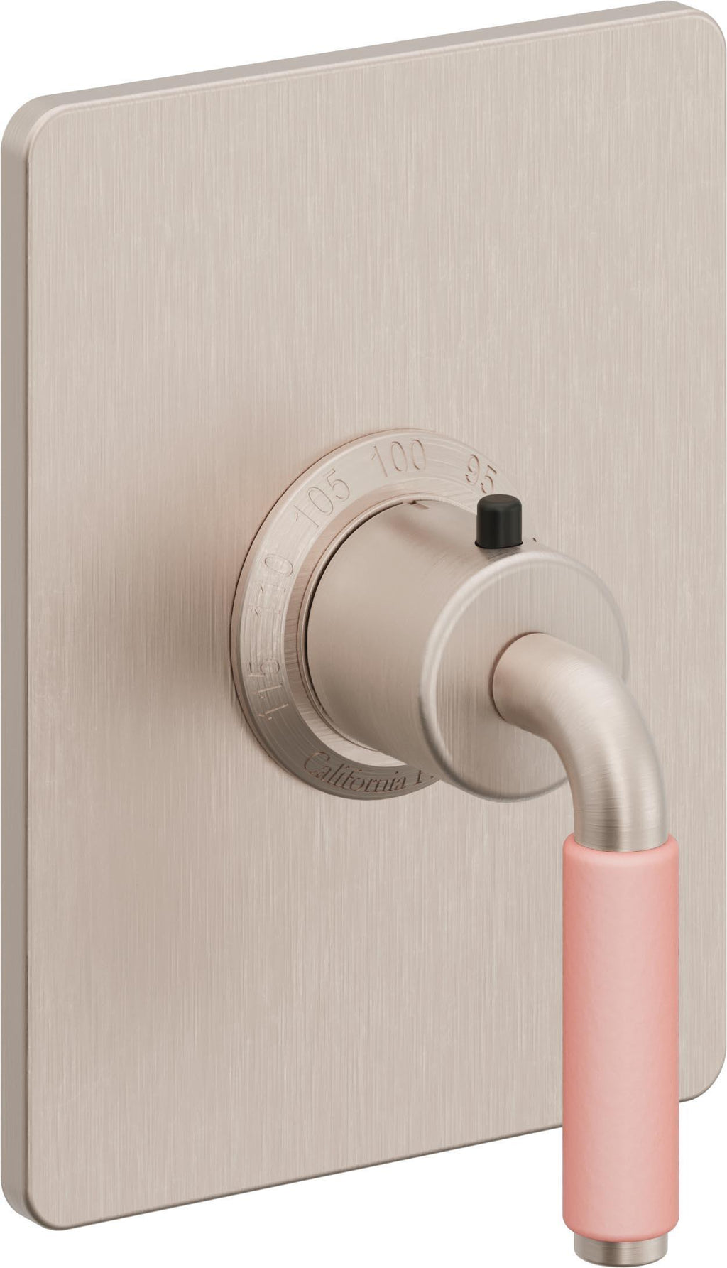 California Faucets Cayucos StyleTherm Termostático de 3/4" - Palanca de Porcelana Rosa - Níquel Satinado