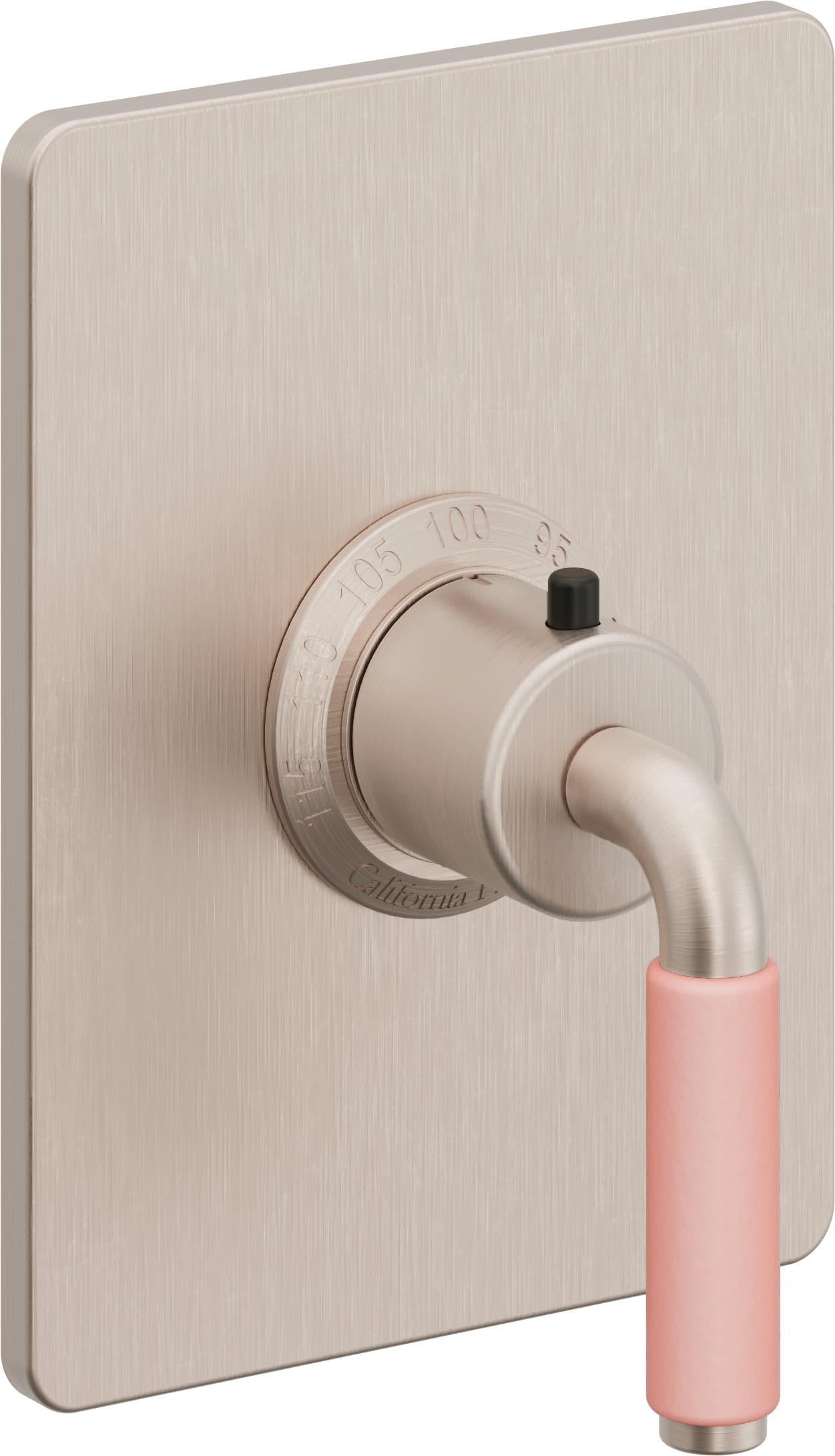 California Faucets Cayucos StyleTherm Termostático de 3/4" - Palanca de Porcelana Rosa - Níquel Satinado