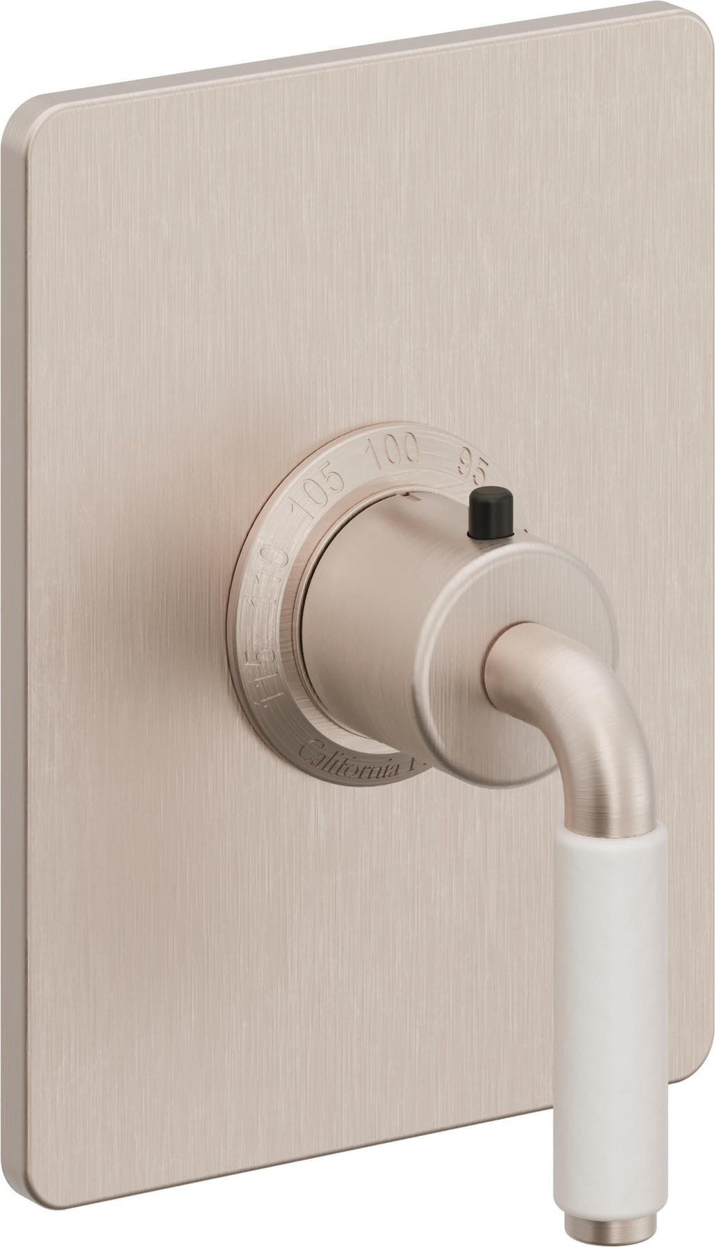 California Faucets Cayucos StyleTherm Termostático de 3/4" - Palanca de Porcelana Blanca - Níquel Satinado