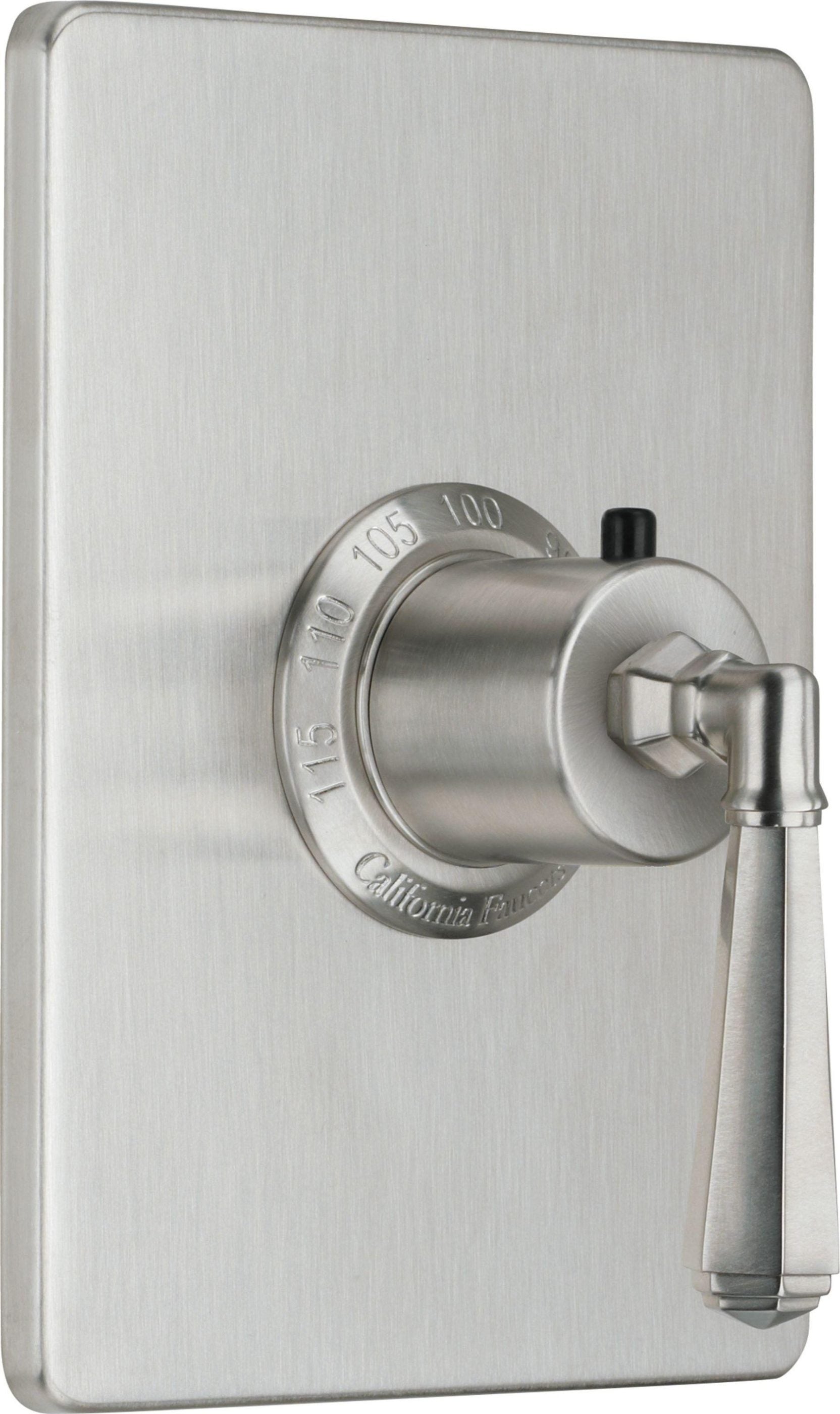 California Faucets Monterey StyleTherm Termostático de 3/4" - Placa Rectangular - Níquel Satinado