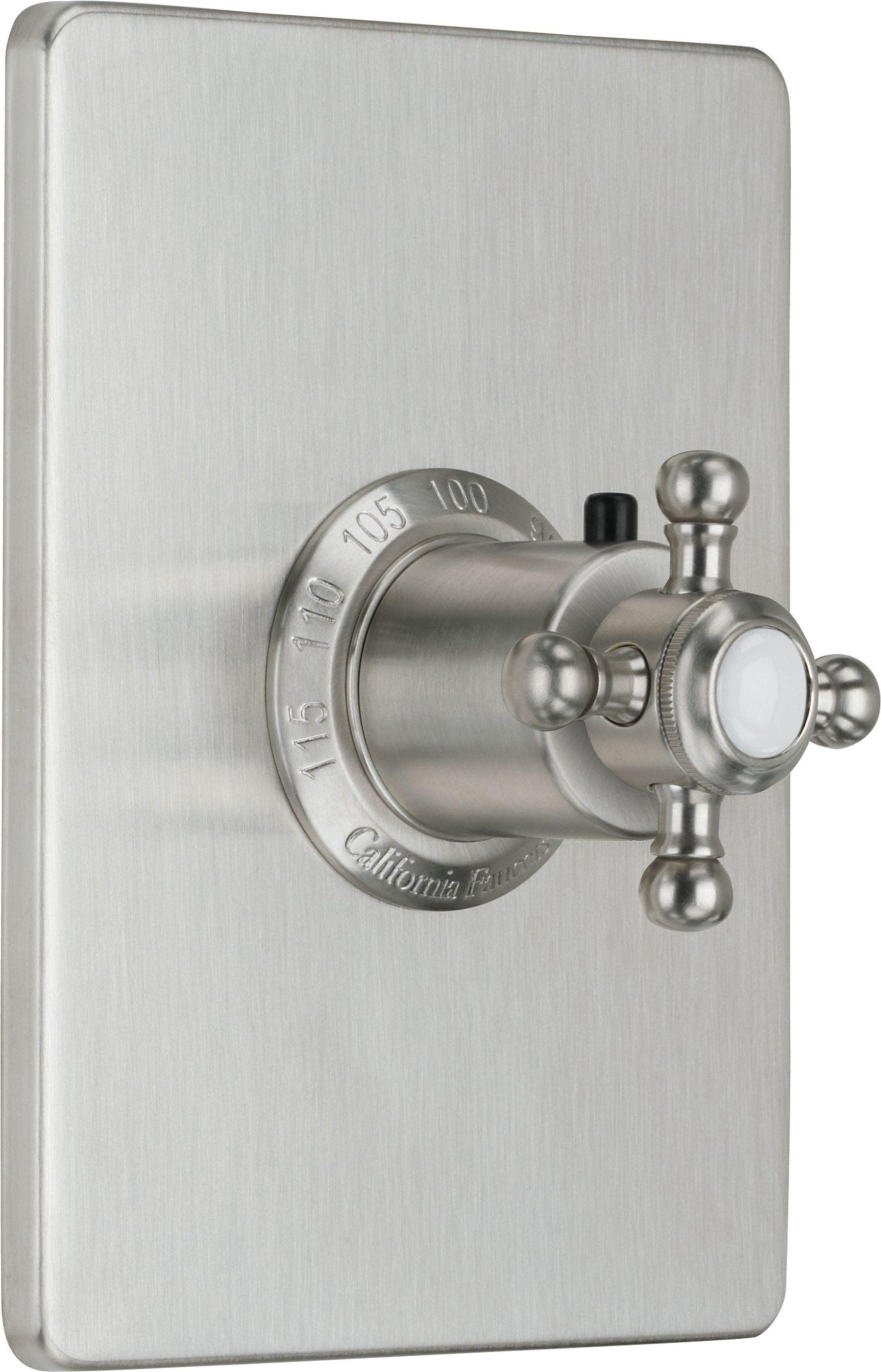 California Faucets Monterey StyleTherm Termostático de 3/4" - Placa Rectangular - Níquel Satinado