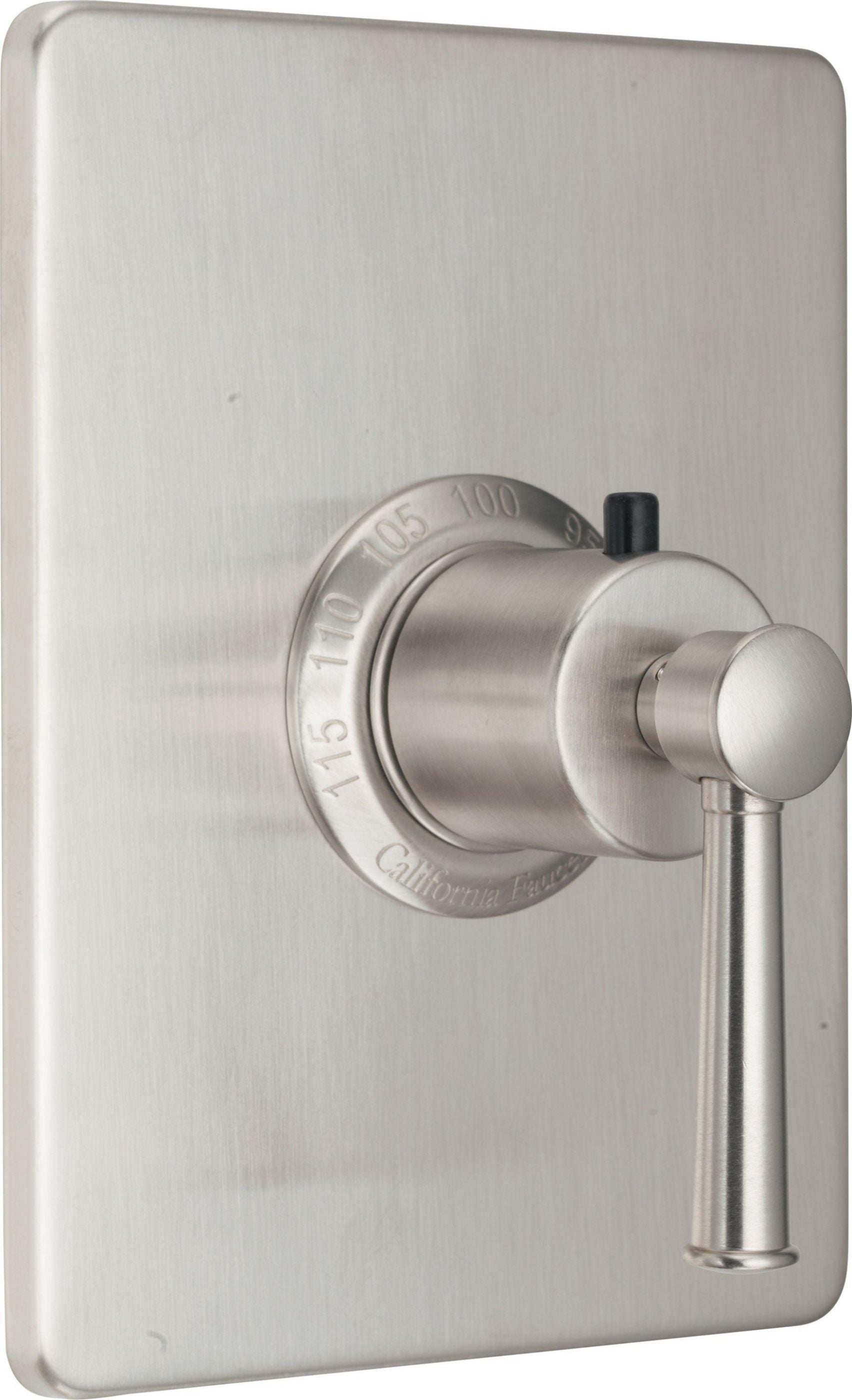 California Faucets Miramar StyleTherm Termostático de 3/4" - Placa Rectangular, Manija de Palanca - Níquel Satinado
