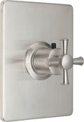 California Faucets Miramar StyleTherm Termostático de 3/4" - Placa Rectangular, Manija de Cruz - Níquel Satinado