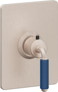 California Faucets Del Mar StyleTherm Termostático de 3/4" - Palanca de Porcelana Azul - Níquel Satinado