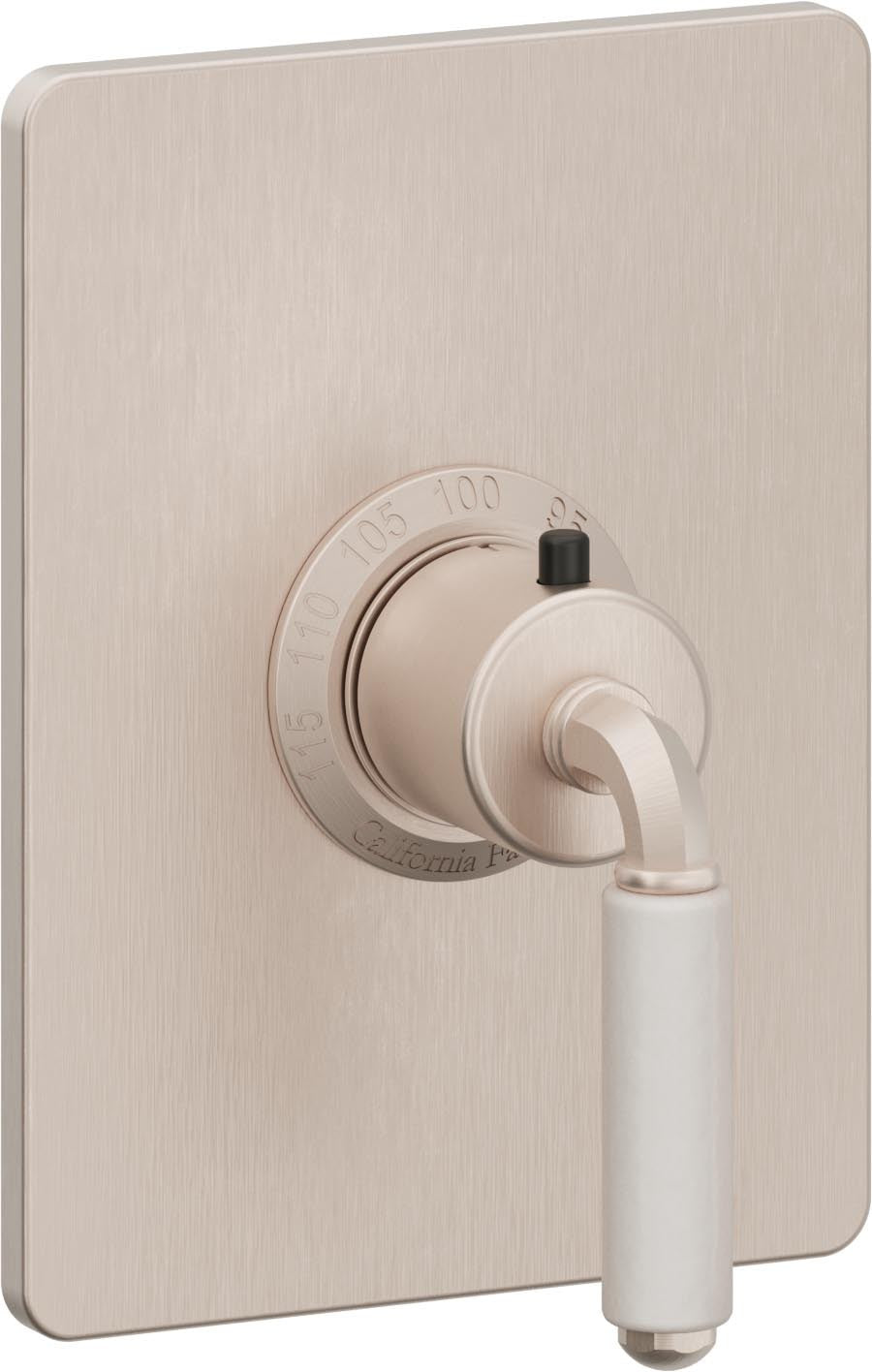 California Faucets Del Mar StyleTherm Termostático de 3/4" - Palanca de Porcelana Blanca - Níquel Satinado