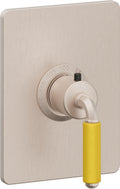 California Faucets Del Mar StyleTherm Termostático de 3/4" - Palanca de Porcelana Amarilla - Níquel Satinado