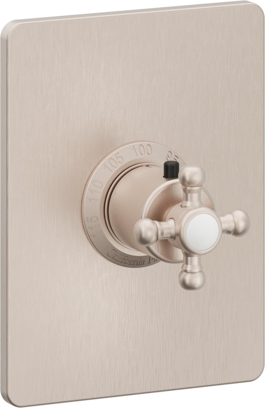 California Faucets Del Mar StyleTherm Termostático de 3/4" - Manija de Cruz - Níquel Satinado