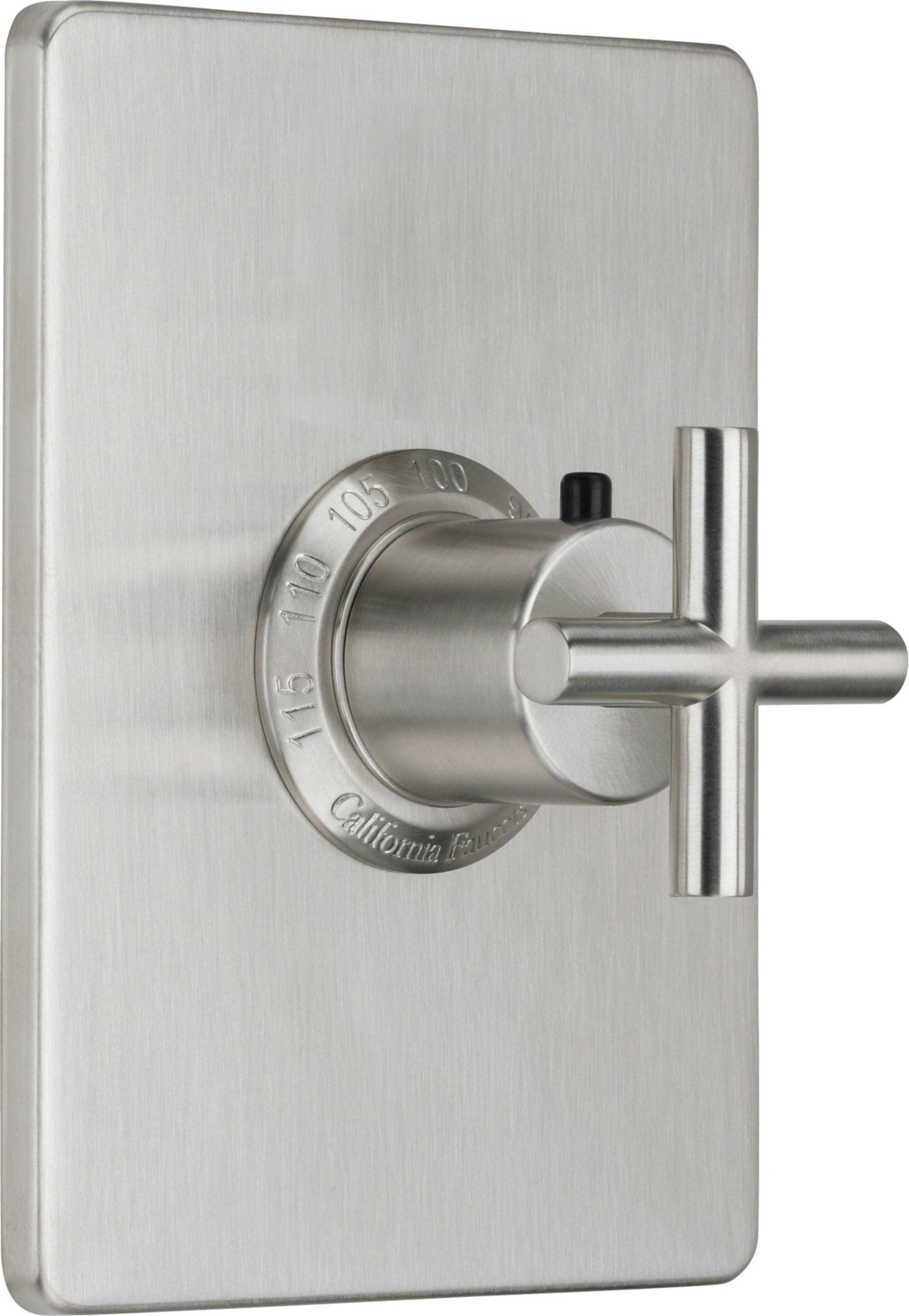 California Faucets Tiburon Termostática StyleTherm de 3/4" - Manija de Cruz - Níquel Satinado