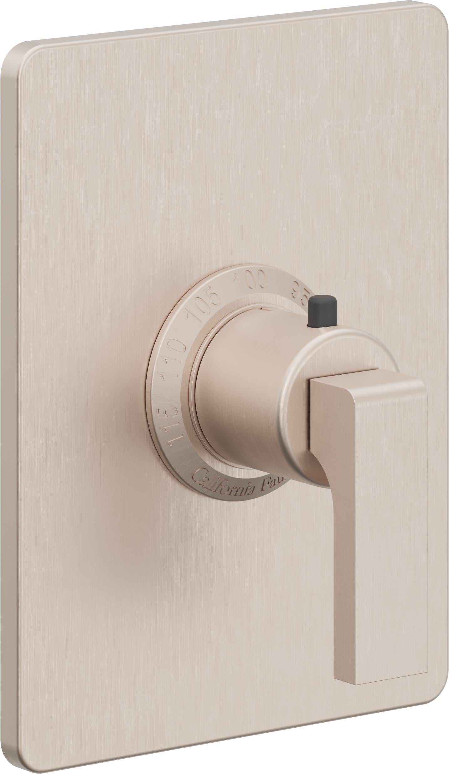 California Faucets Solimar StyleTherm Termostático de 3/4" - Placa Rectangular - Níquel Satinado