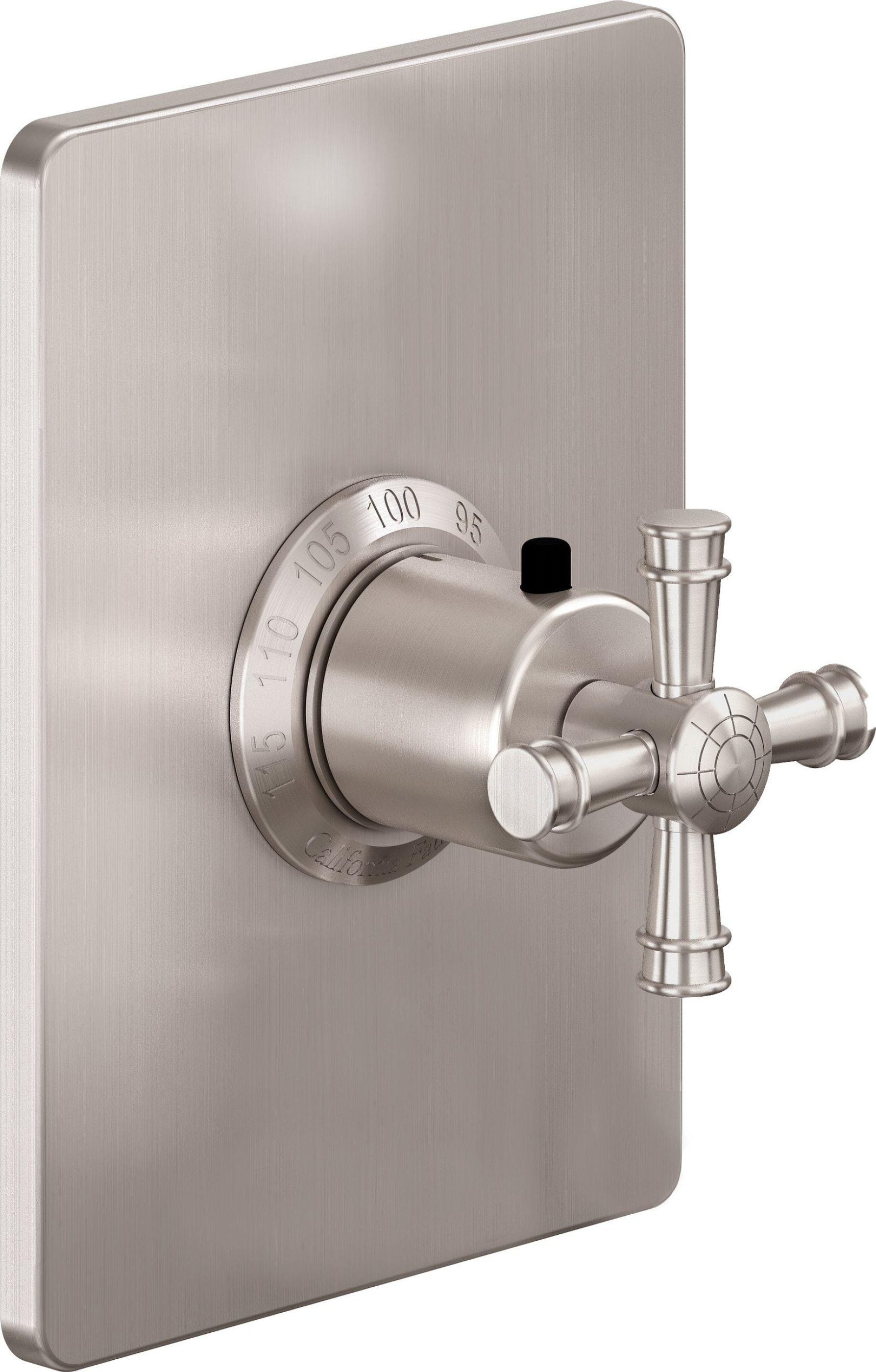 California Faucets Trousdale StyleTherm Termostático de 3/4" - Placa Rectangular - Níquel Satinado