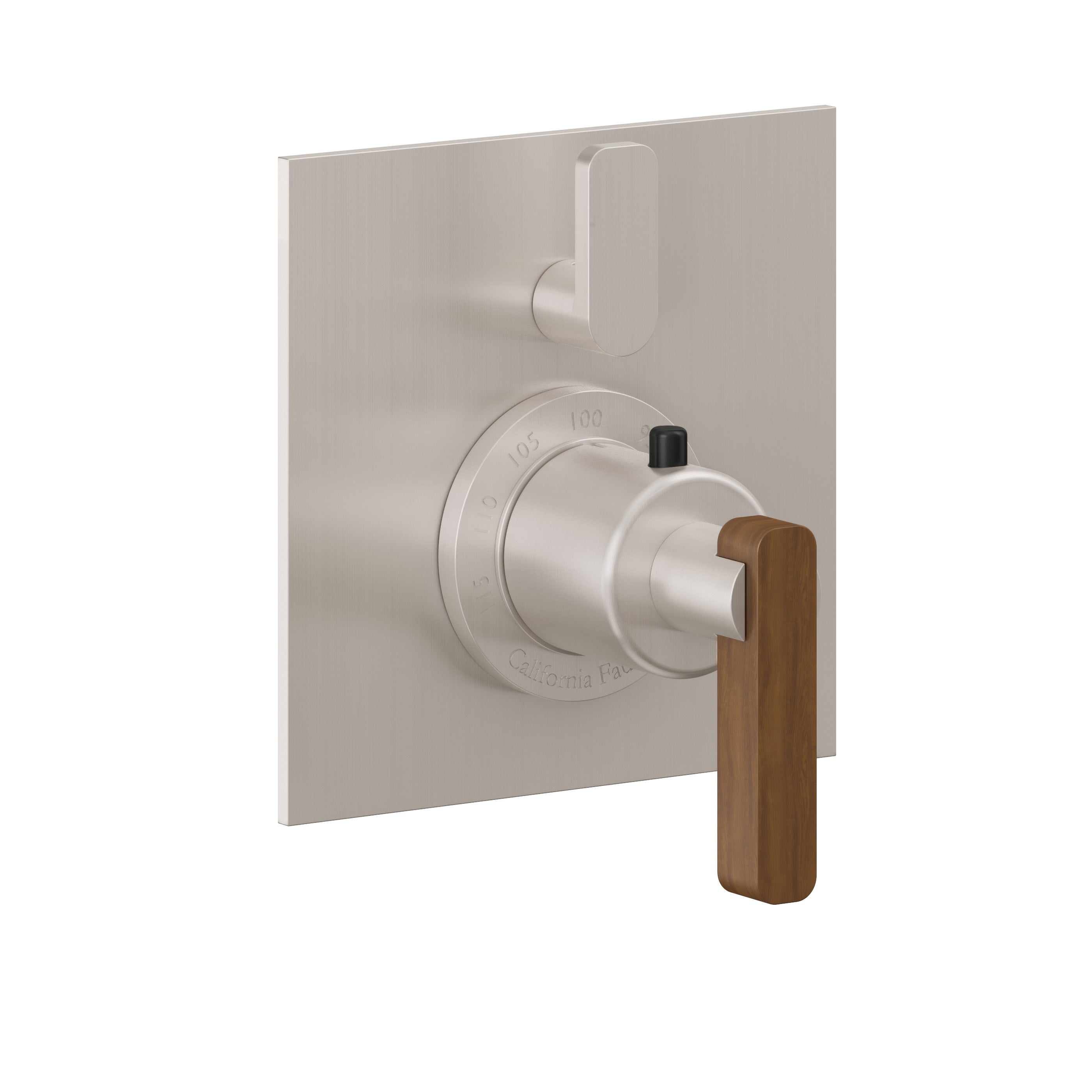 California Faucets San Elijo StyleTherm con Control de Volumen Individual - Placa Plana - Base Cuadrada - Níquel Satinado