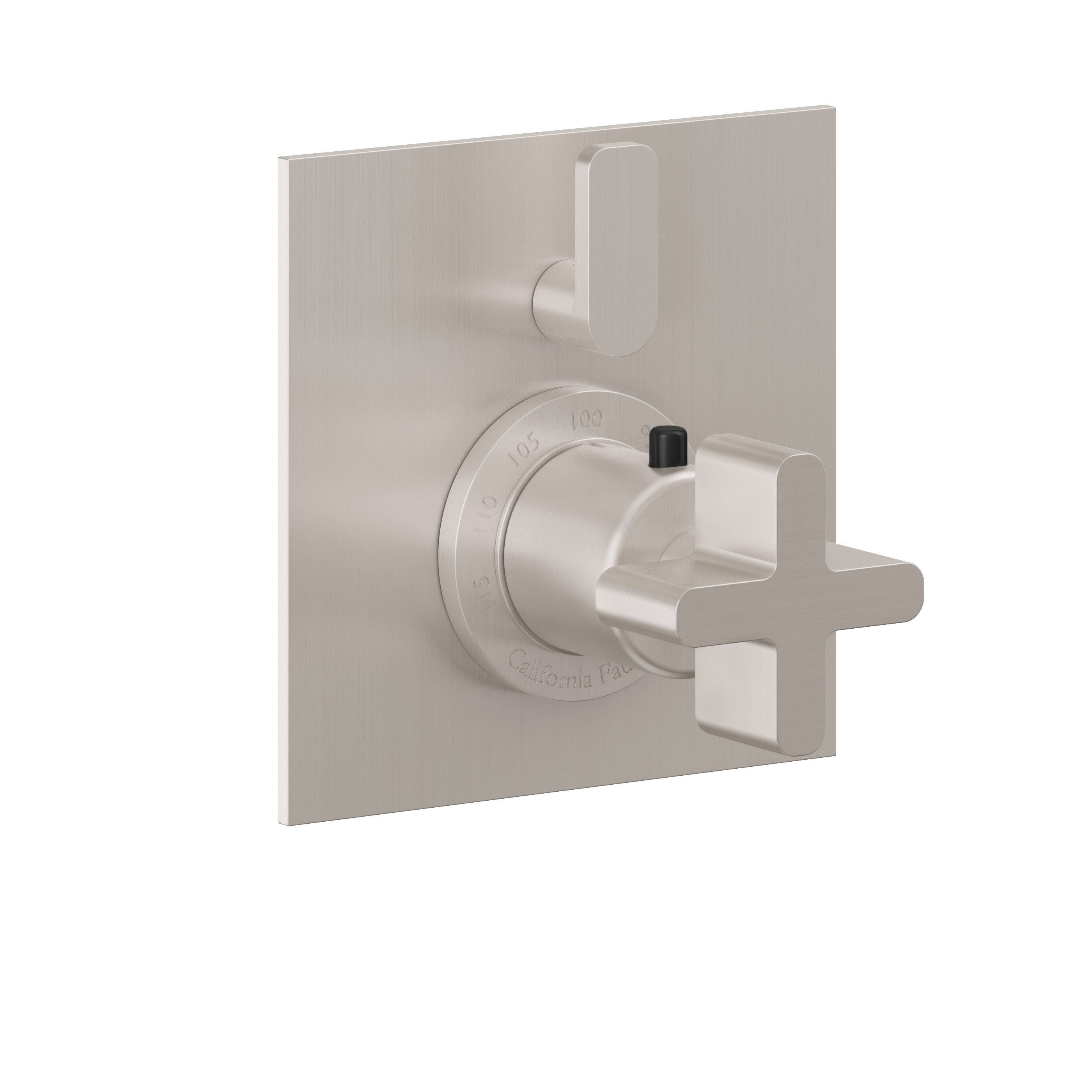 California Faucets San Elijo StyleTherm con Control de Volumen Individual - Placa Plana - Base Cuadrada - Níquel Satinado