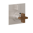 California Faucets San Elijo StyleTherm con Control de Volumen Individual - Placa Plana - Base Cuadrada - Níquel Satinado