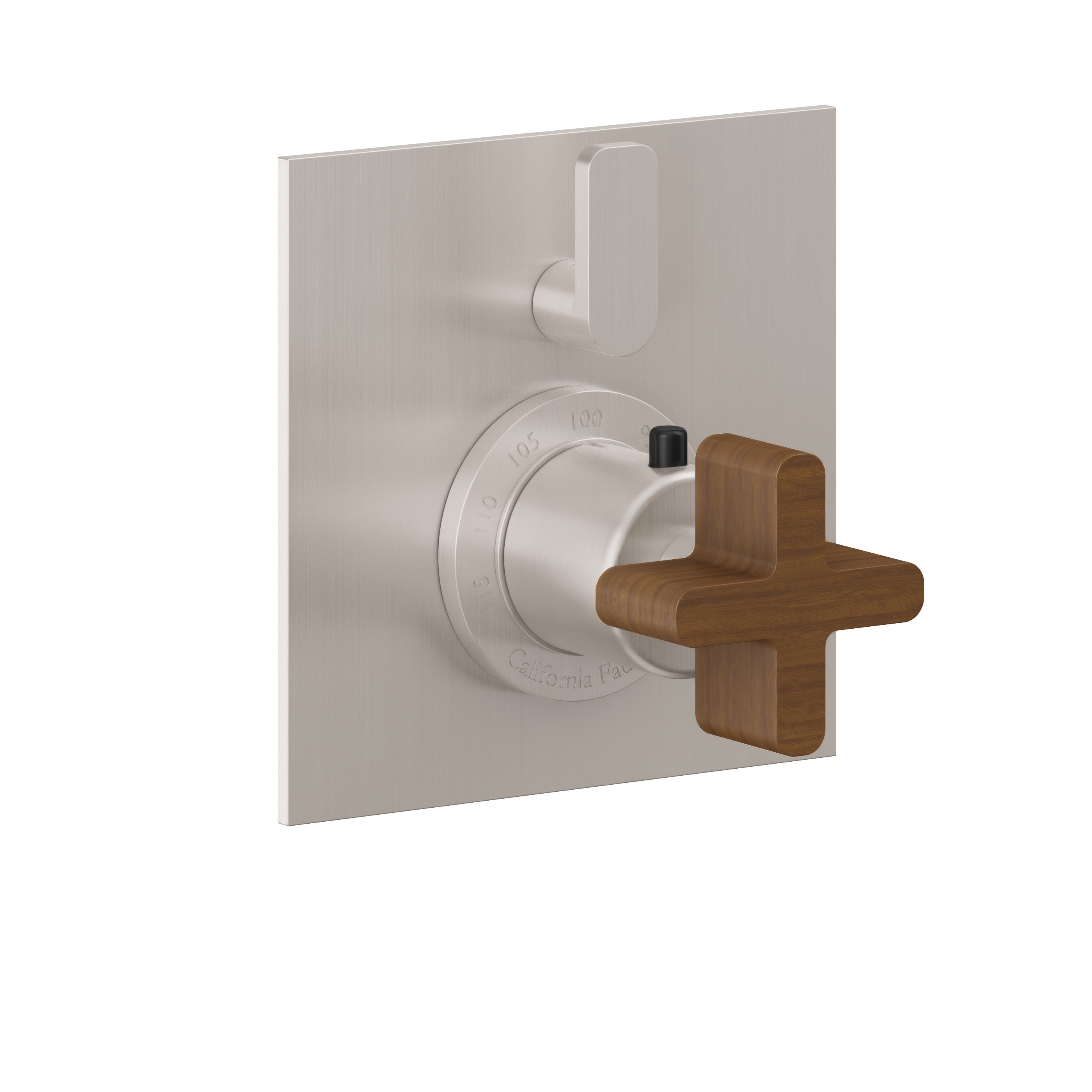 California Faucets San Elijo StyleTherm con Control de Volumen Individual - Placa Plana - Base Cuadrada - Níquel Satinado