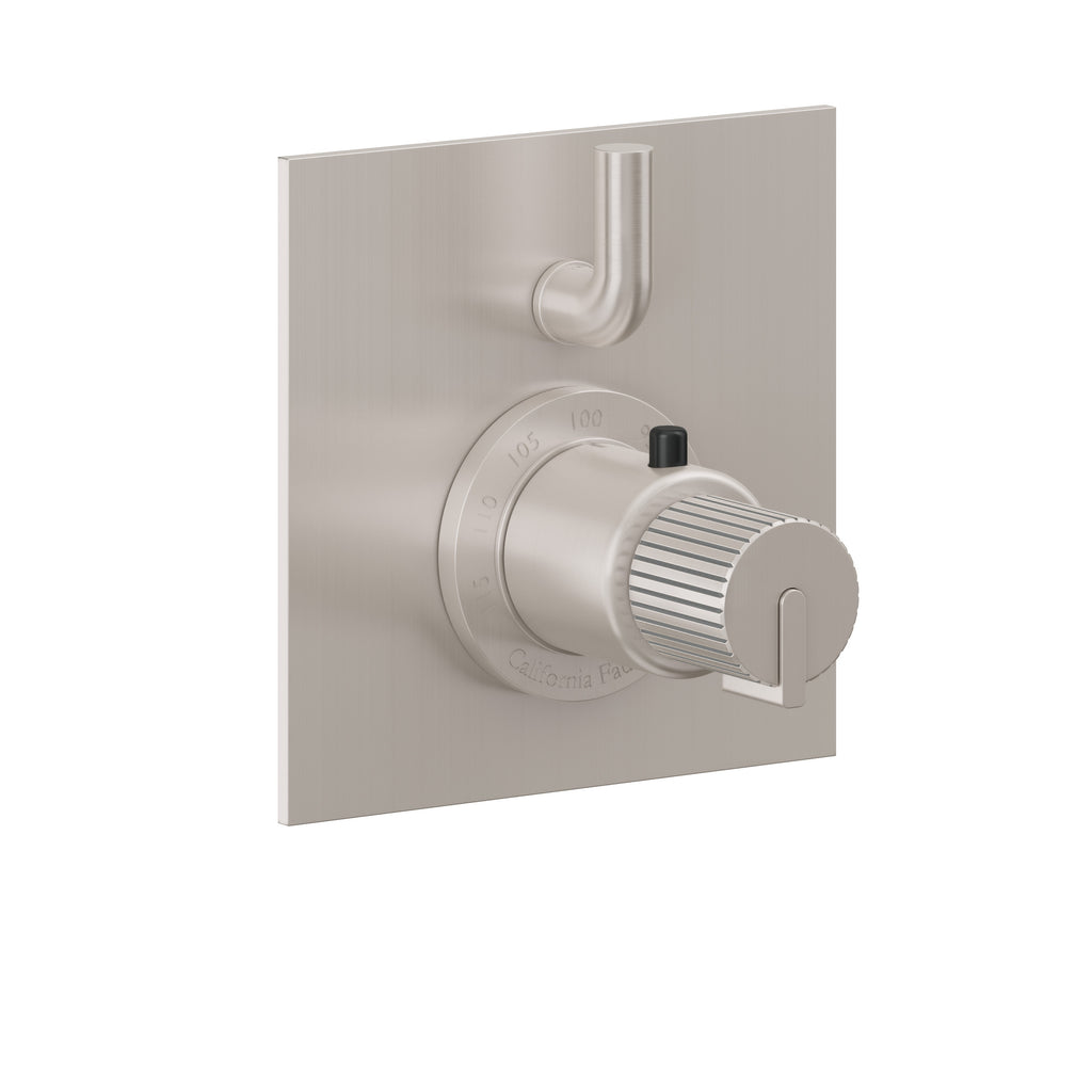 California Faucets Jalama StyleTherm con Control de Volumen Individual - Placa Plana - Níquel Satinado