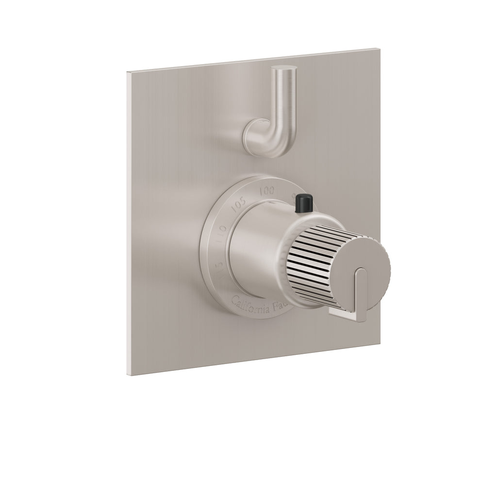 California Faucets Jalama StyleTherm con Control de Volumen Individual - Placa Plana - Níquel Satinado