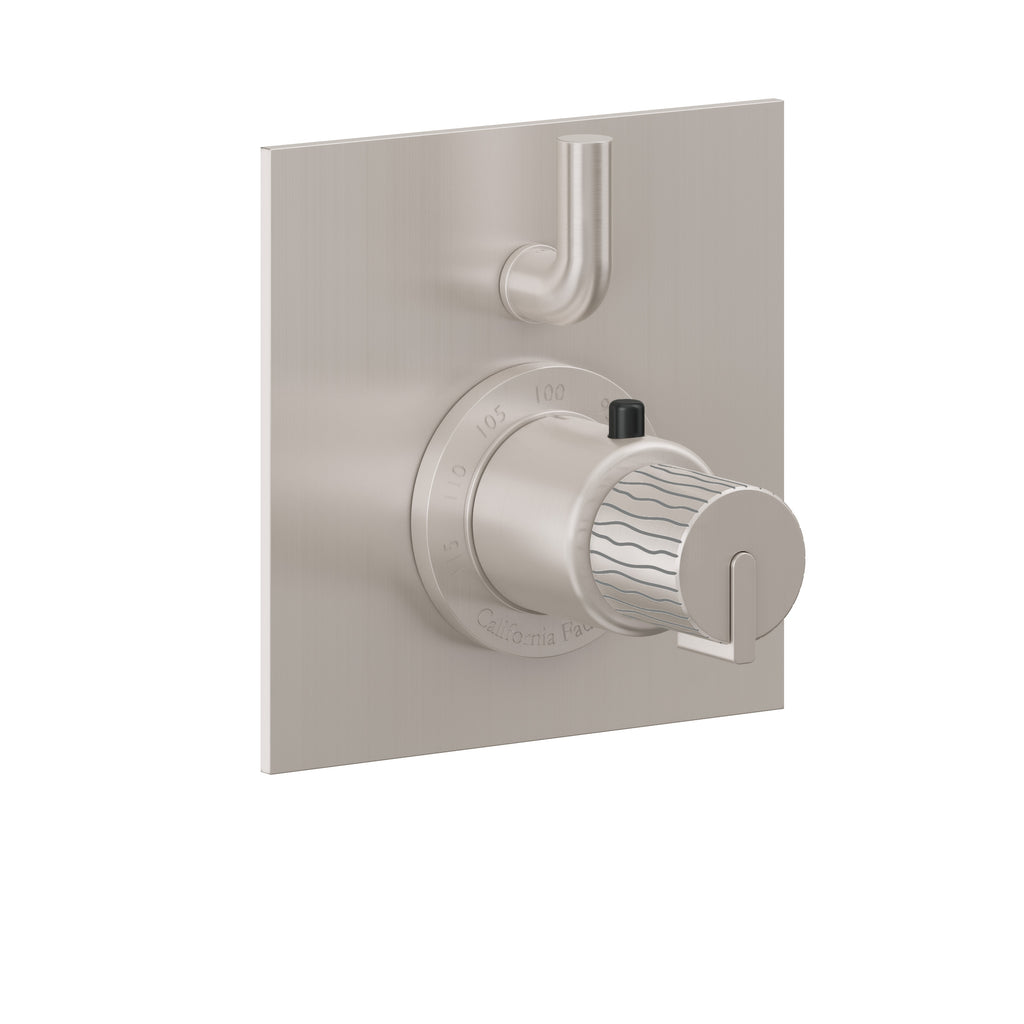 California Faucets Jalama StyleTherm con Control de Volumen Individual - Placa Plana - Níquel Satinado