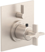 California Faucets Cayucos StyleTherm con Control de Volumen Individual - Manija de Cruz - Níquel Satinado