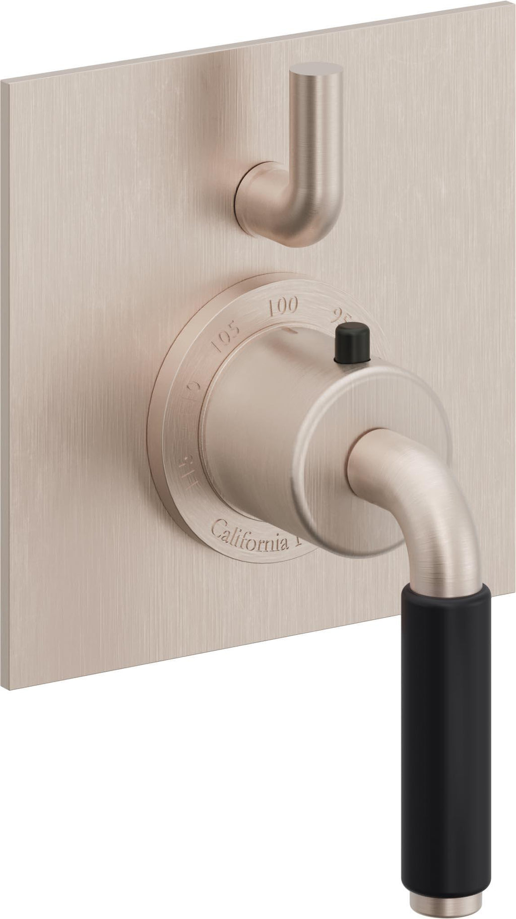 California Faucets Cayucos StyleTherm con Control de Volumen Individual - Palanca Art Deco - Níquel Satinado