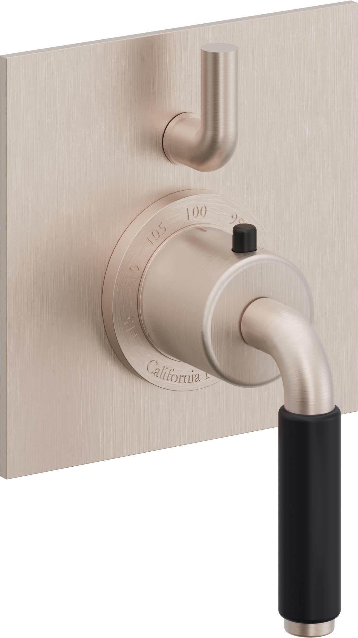 California Faucets Cayucos StyleTherm con Control de Volumen Individual - Palanca Art Deco - Níquel Satinado