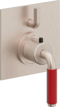 California Faucets Cayucos StyleTherm con Control de Volumen Individual - Palanca Roja - Níquel Satinado