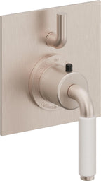 California Faucets Cayucos StyleTherm con Control de Volumen Individual - Palanca de Porcelana Blanca - Níquel Satinado