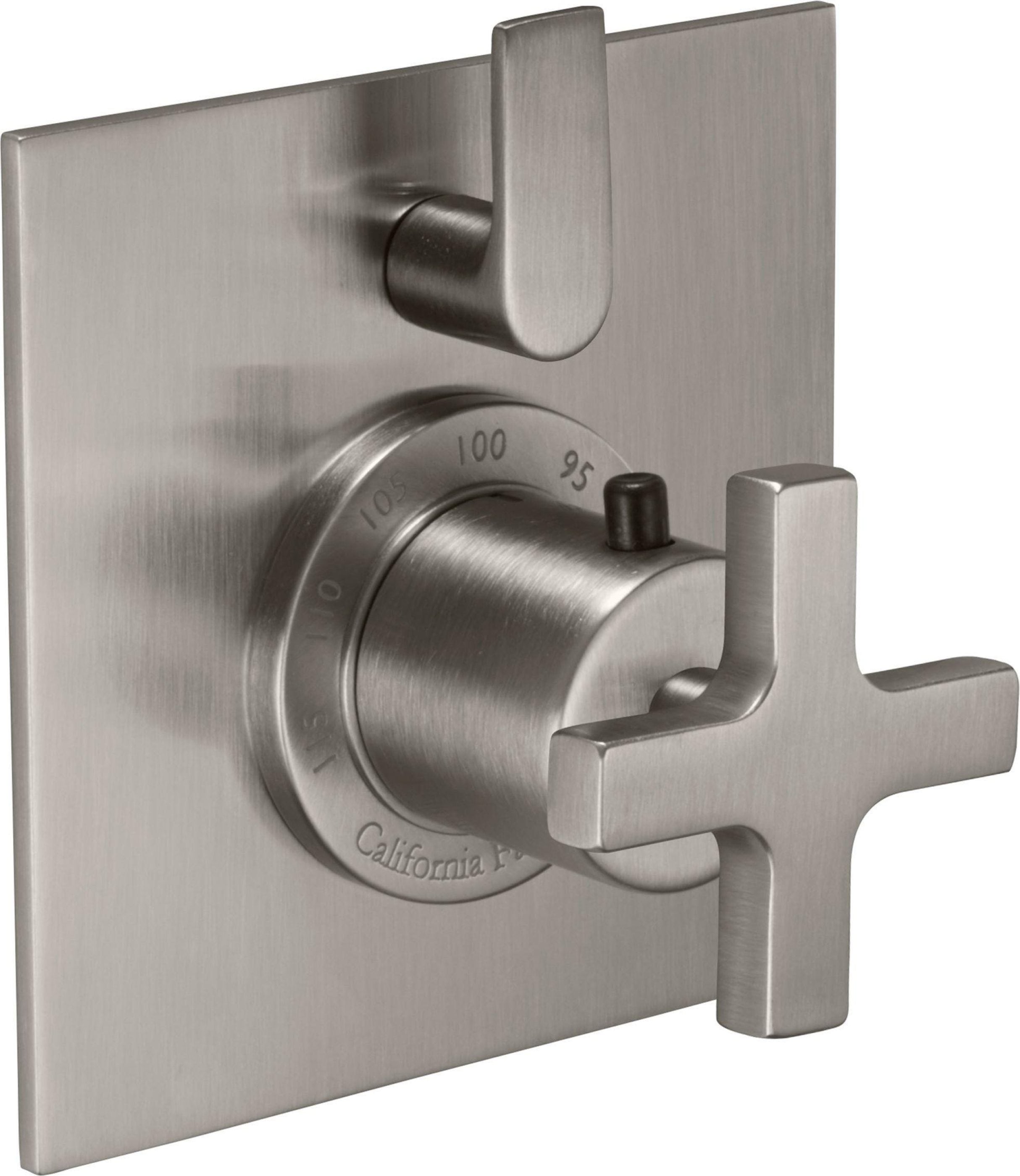 California Faucets Rincon Bay StyleTherm con Control de Volumen Individual - Placa Plana - Níquel Satinado