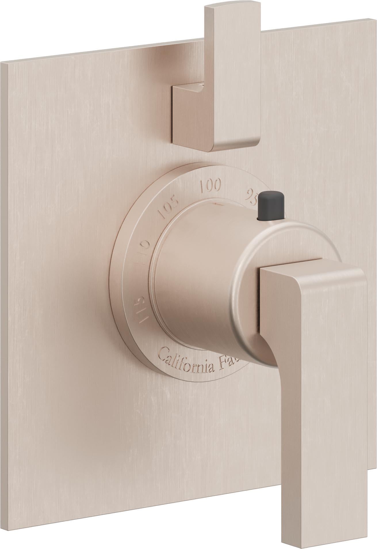 California Faucets Solimar StyleTherm con Control de Volumen Individual - Placa Plana - Níquel Satinado