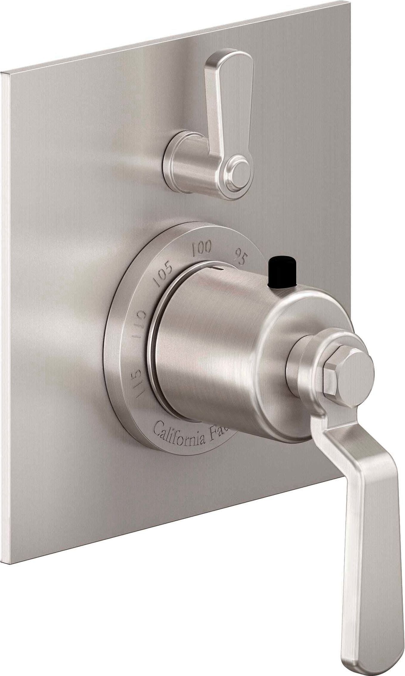 California Faucets Descanso Works StyleTherm con Control de Volumen Individual - Placa Plana - Níquel Satinado