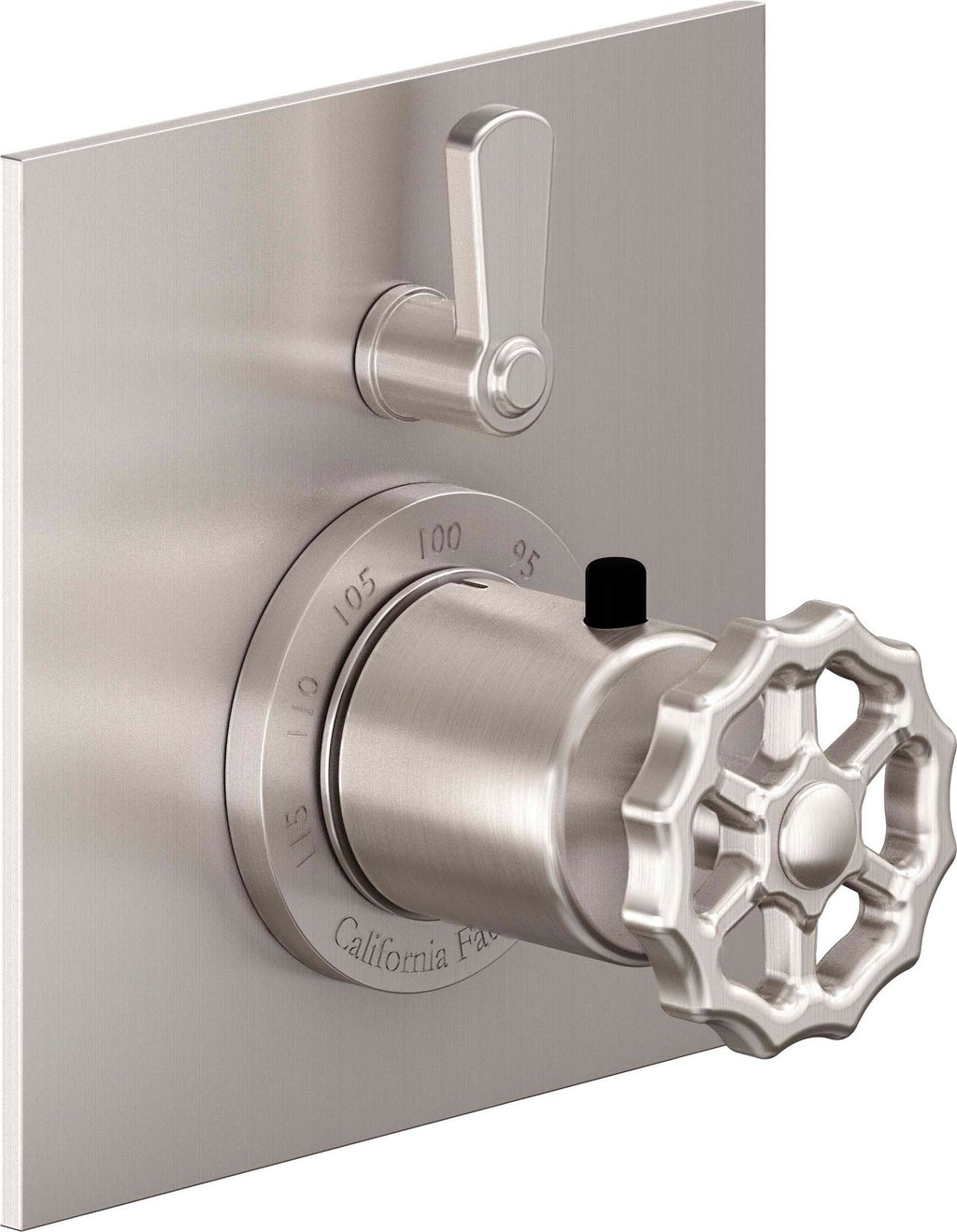California Faucets Descanso Works StyleTherm con Control de Volumen Individual - Placa Plana - Níquel Satinado