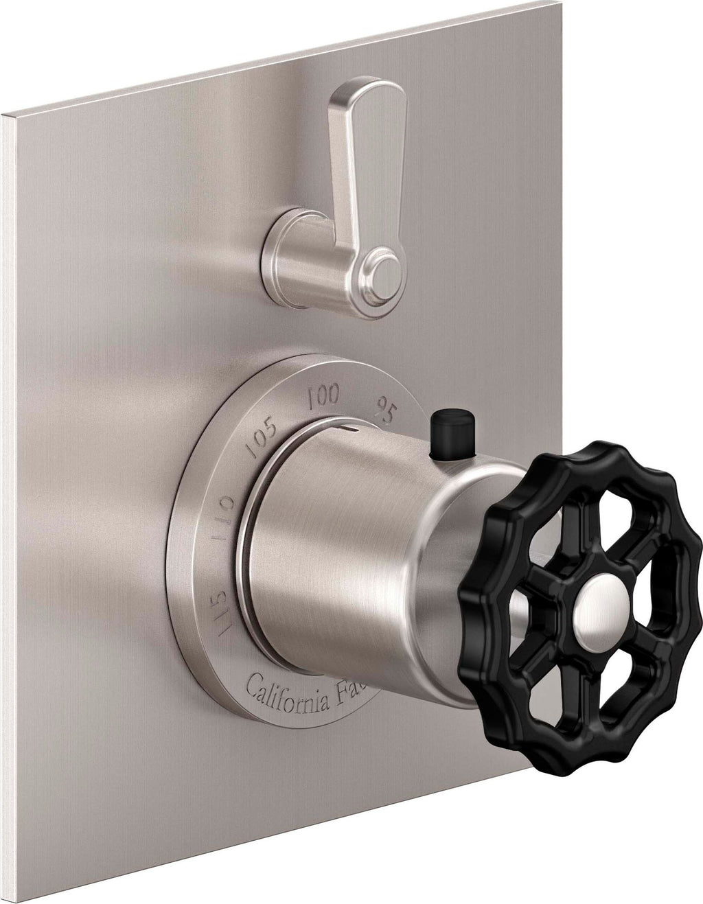 California Faucets Descanso Works StyleTherm con Control de Volumen Individual - Placa Plana - Níquel Satinado