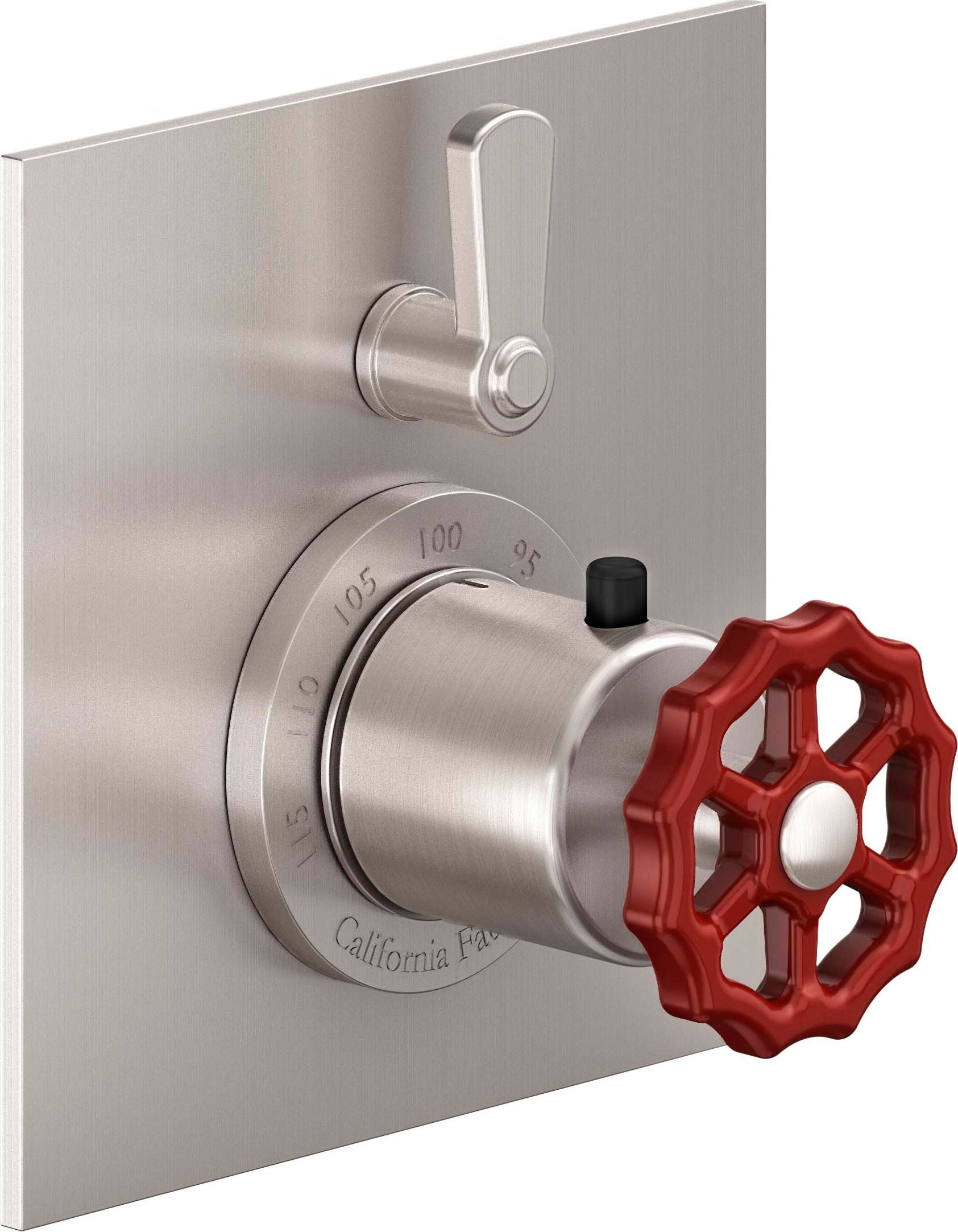 California Faucets Descanso Works StyleTherm con Control de Volumen Individual - Placa Plana - Níquel Satinado