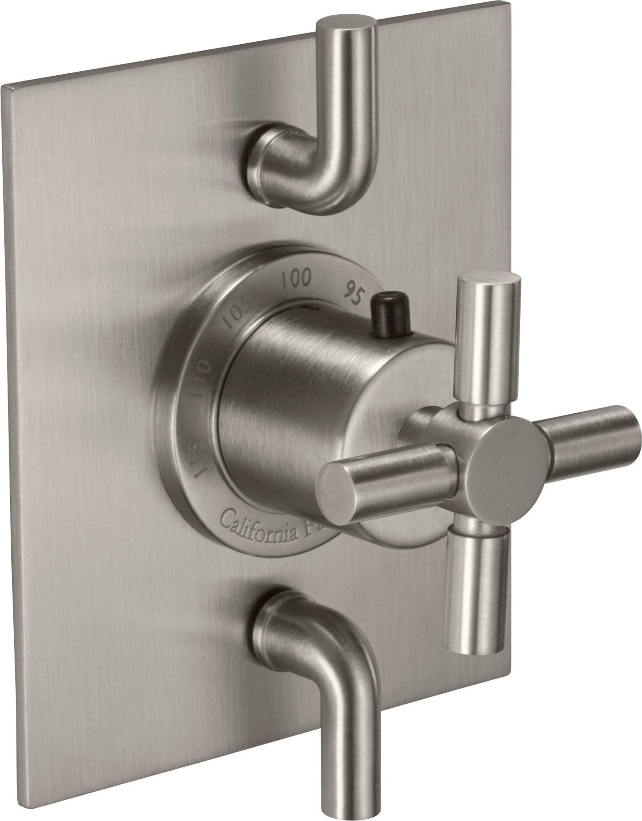 California Faucets Descanso StyleTherm con Control de Volumen Doble - Manija de Cruz Lisa
