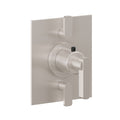 California Faucets San Elijo StyleTherm con Control de Volumen Doble - Placa Plana - Base Cuadrada - Níquel Satinado
