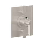 California Faucets San Elijo StyleTherm con Control de Volumen Doble - Placa Plana - Base Cuadrada - Níquel Satinado