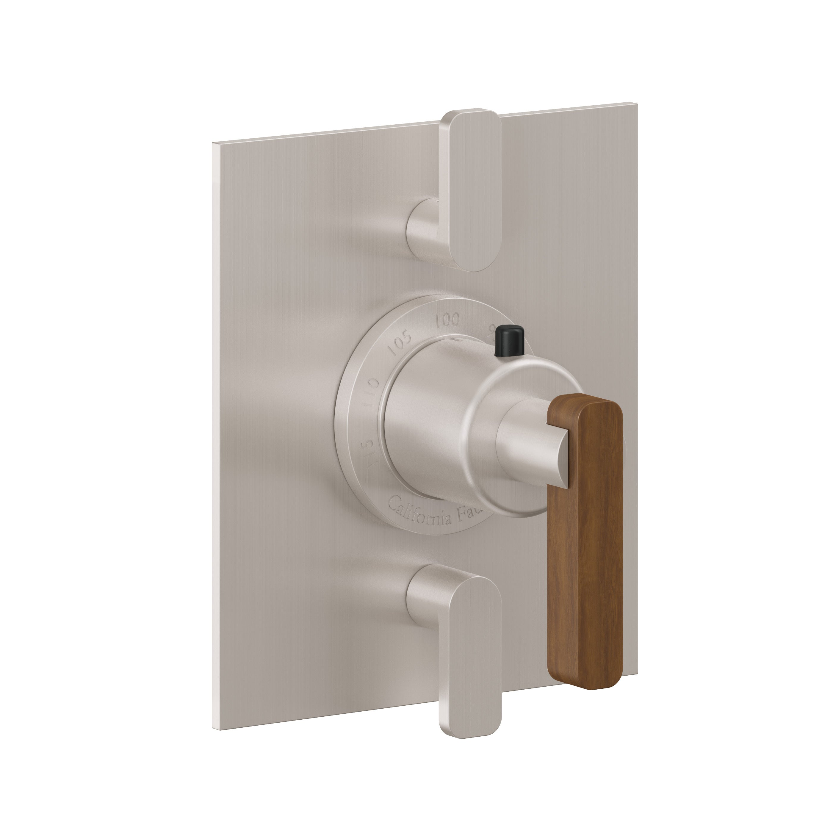 California Faucets San Elijo StyleTherm con Control de Volumen Doble - Placa Plana - Base Cuadrada - Níquel Satinado