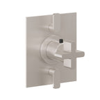 California Faucets San Elijo StyleTherm con Control de Volumen Doble - Placa Plana - Base Cuadrada - Níquel Satinado