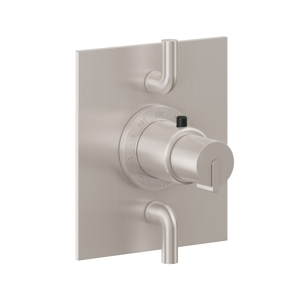 California Faucets Jalama StyleTherm con Control de Volumen Doble - Placa Plana - Níquel Satinado