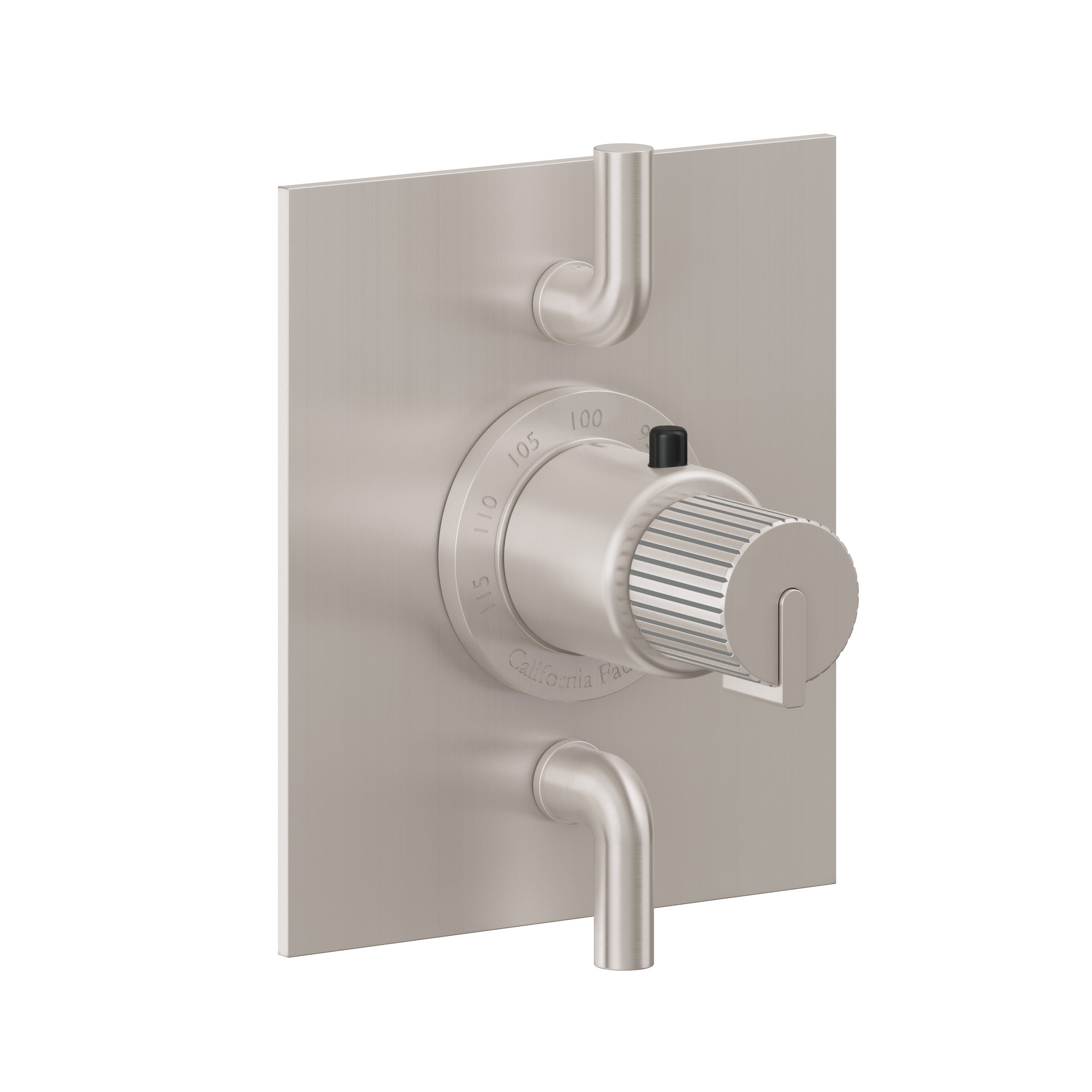 California Faucets Jalama StyleTherm con Control de Volumen Doble - Placa Plana - Níquel Satinado