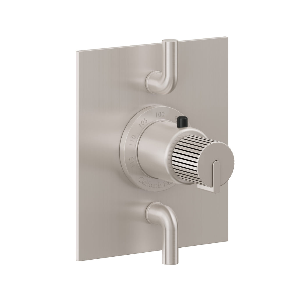 California Faucets Jalama StyleTherm con Control de Volumen Doble - Placa Plana - Níquel Satinado