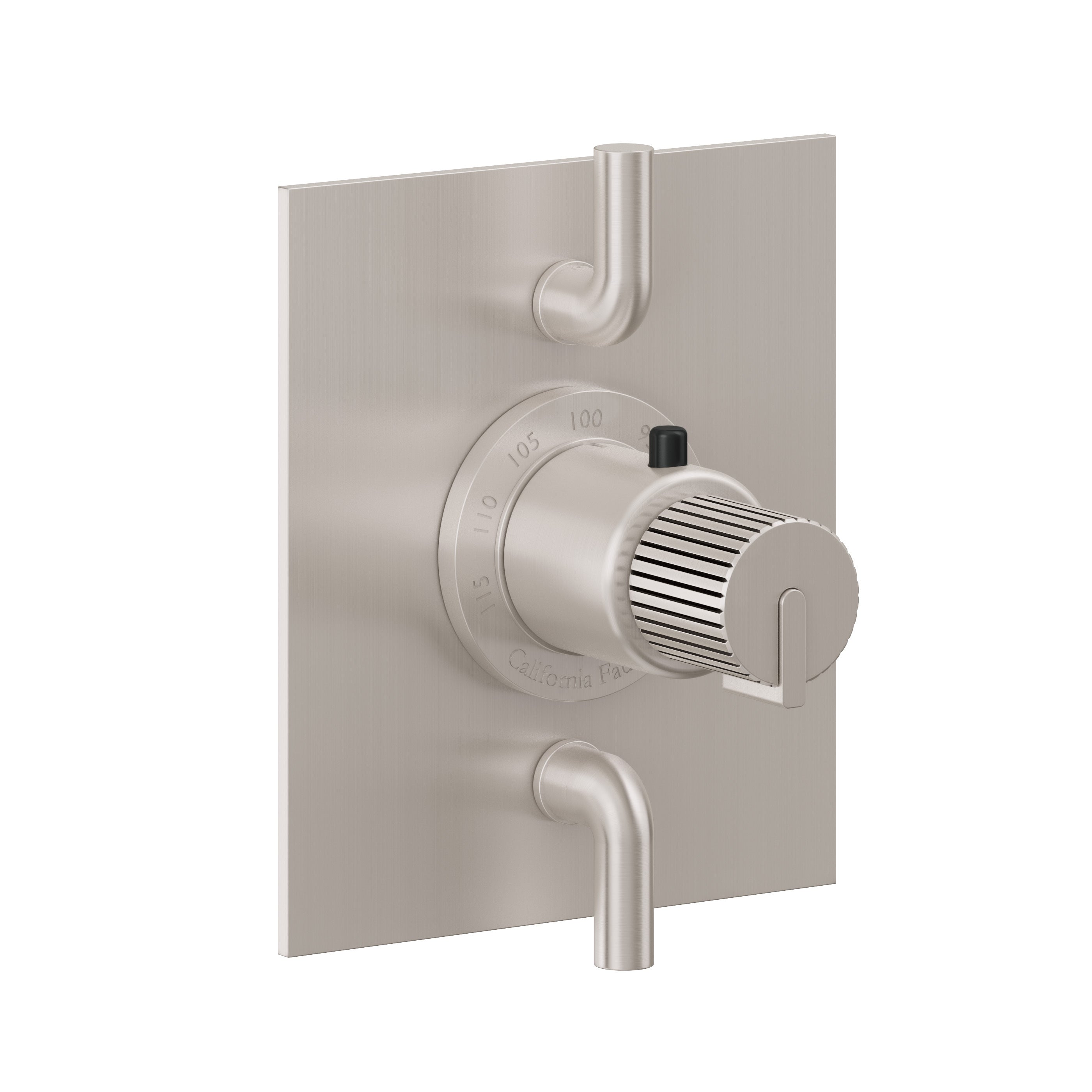 California Faucets Jalama StyleTherm con Control de Volumen Doble - Placa Plana - Níquel Satinado