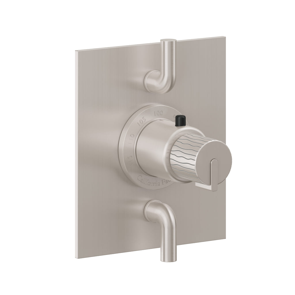 California Faucets Jalama StyleTherm con Control de Volumen Doble - Placa Plana - Níquel Satinado