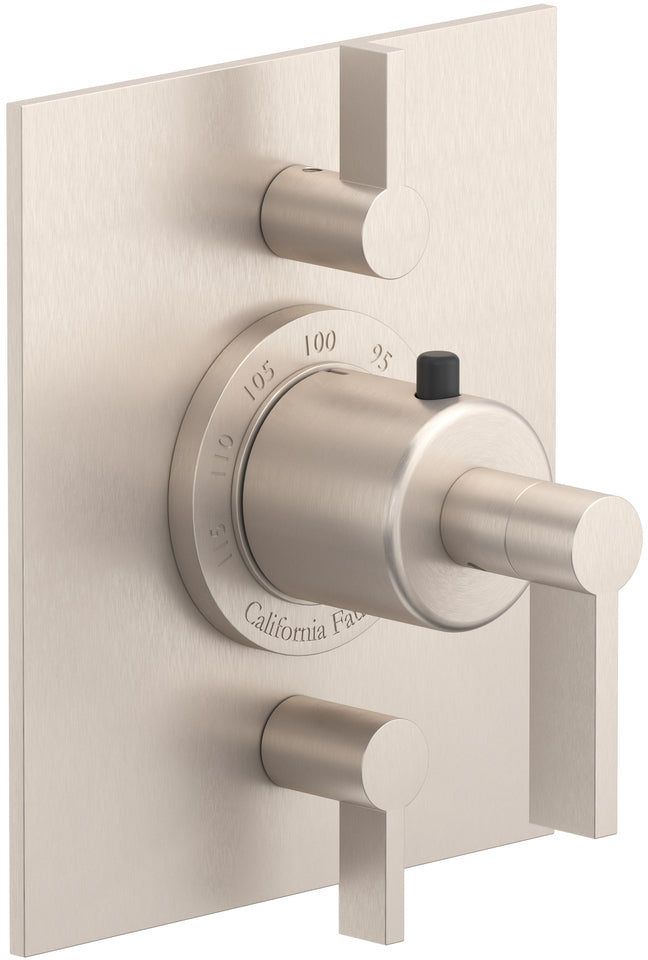 California Faucets Cayucos StyleTherm con Control de Volumen Doble - Níquel Satinado